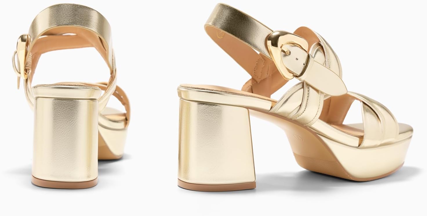 Coutgo Womens Platform Chunky Heels Sandals Open Toe Ankle Strap Summer Dress Beach Shoes - Image 5