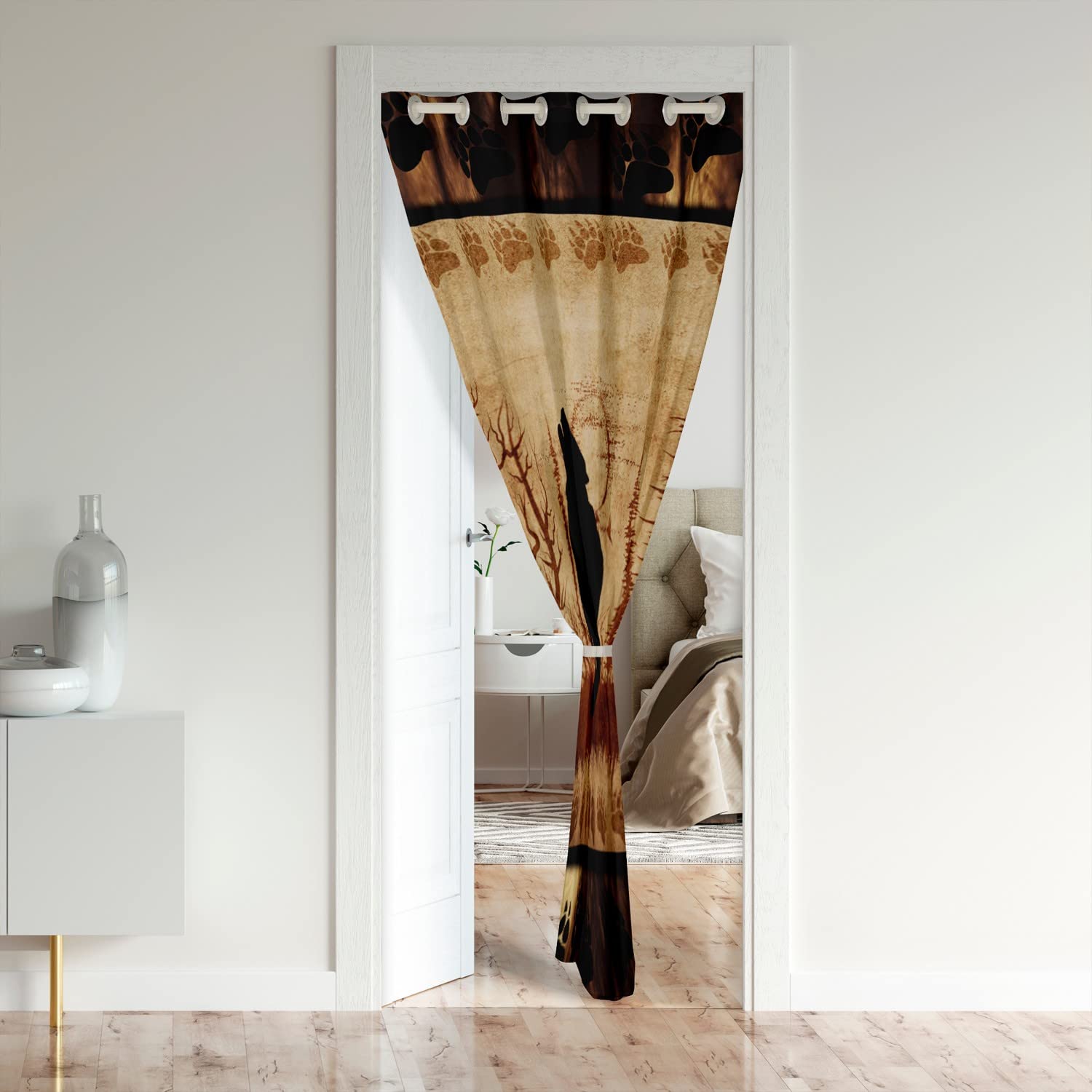 Tenda Per Porta Con Lupo Nero E Occhi Rossi 80x203 Cm – Pannello Isolante Per Camera Da Letto, Ragazzi, Bambini