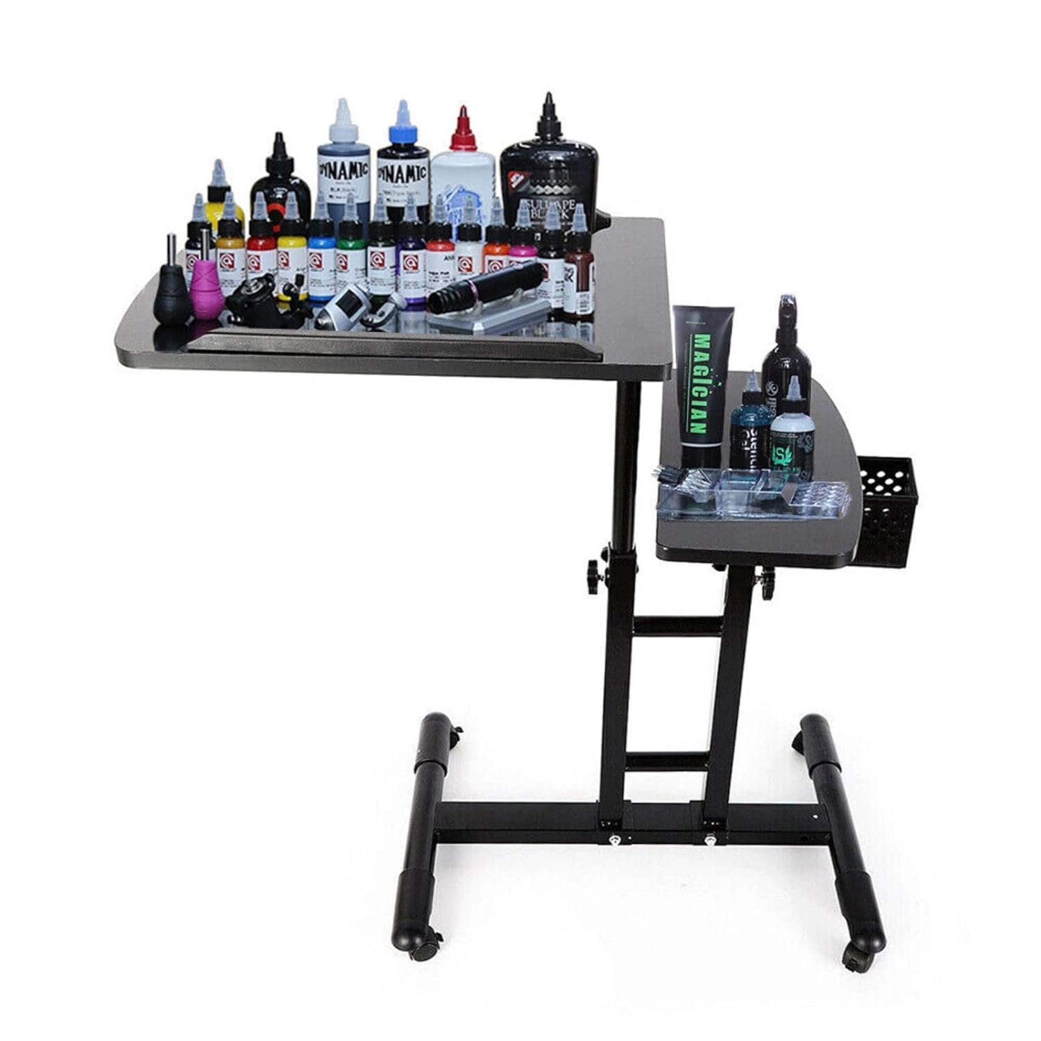 Tattoo Workstation Verstellbar Mobile Tattoo Work Tisch Tattoo Tisch Mit Rädern Stifthalter, Tattoo-Zubehör Salon Tragbare Tabelle für Beauty Massage Maniküre Salon Instrument