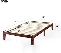 Vista 2 de Mellow Naturalista Classic 12-Inch Solid Wood Platform Bed Wooden Slats, No Box Spring Needed, Easy Assembly Twin, Espresso