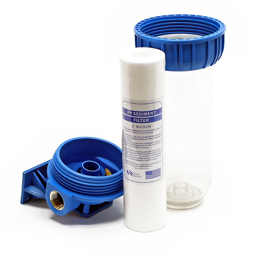 1-stopniowy filtr do wody Naturewater NW-BR10B-S, 5 µ, wkład filtrujący 32,89 mm (1"), wkład PP Ø60 mm, uchwyt ścienny filtra, klucz do filtra, filtr osadów