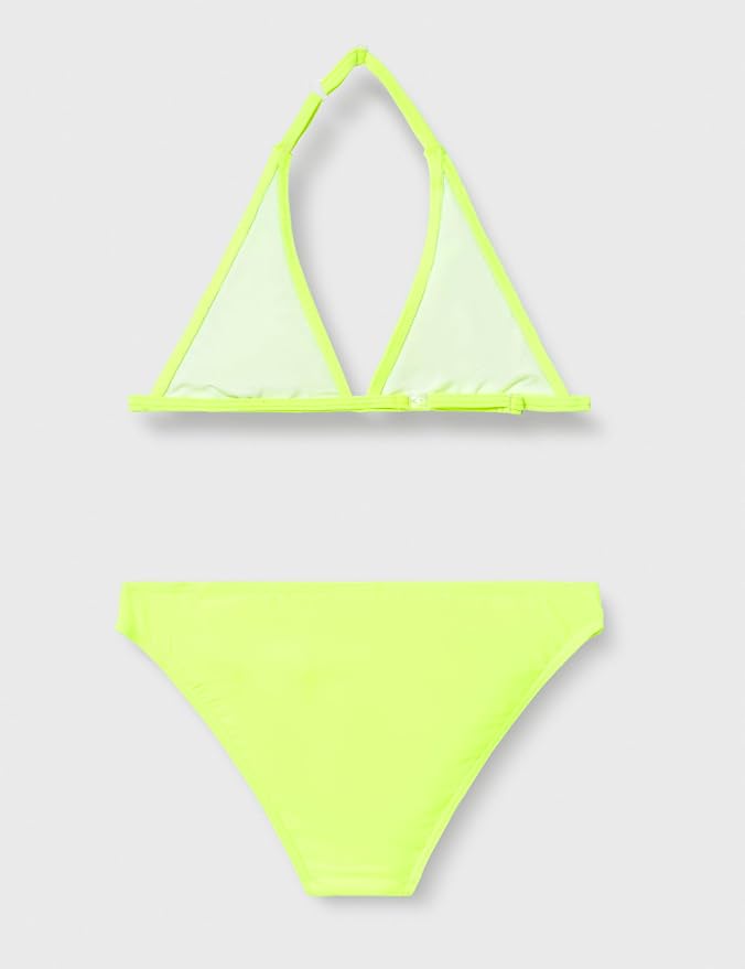 Bikini 2 Pièces Pour Fille - Haut Brassière Et Shorty - Corail Fluo - 80% Polyamide, 20% élasthanne