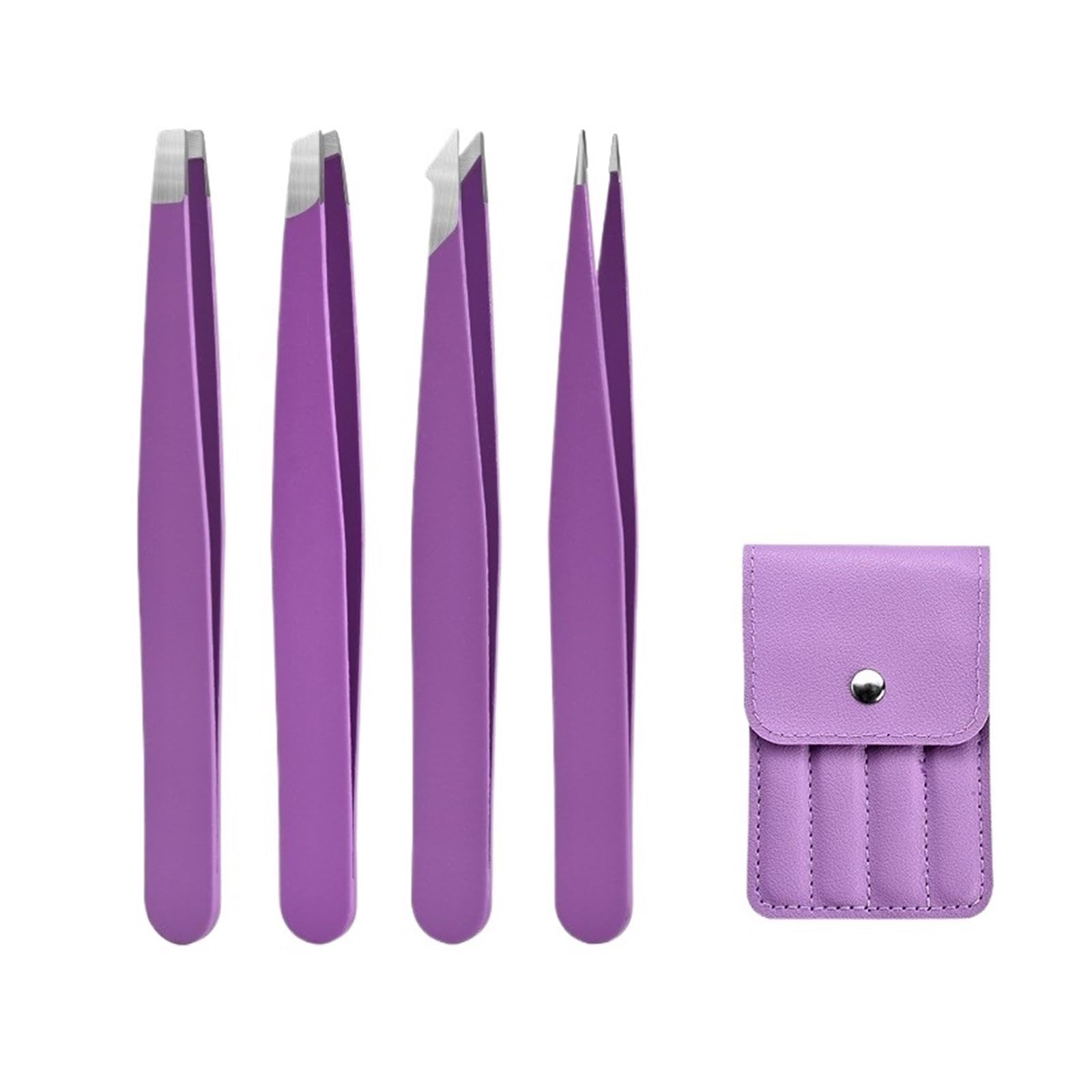Volure Purple 4 Pcs Set Stainless Steel Eyebrow Tweezers