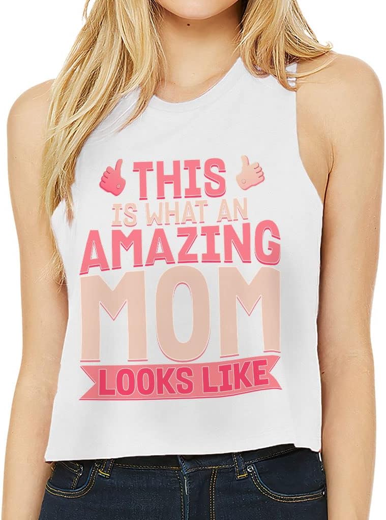 Amazing Mom Racerback Cropped Tank - Cool Design Women's Tank - Printed Tank Top