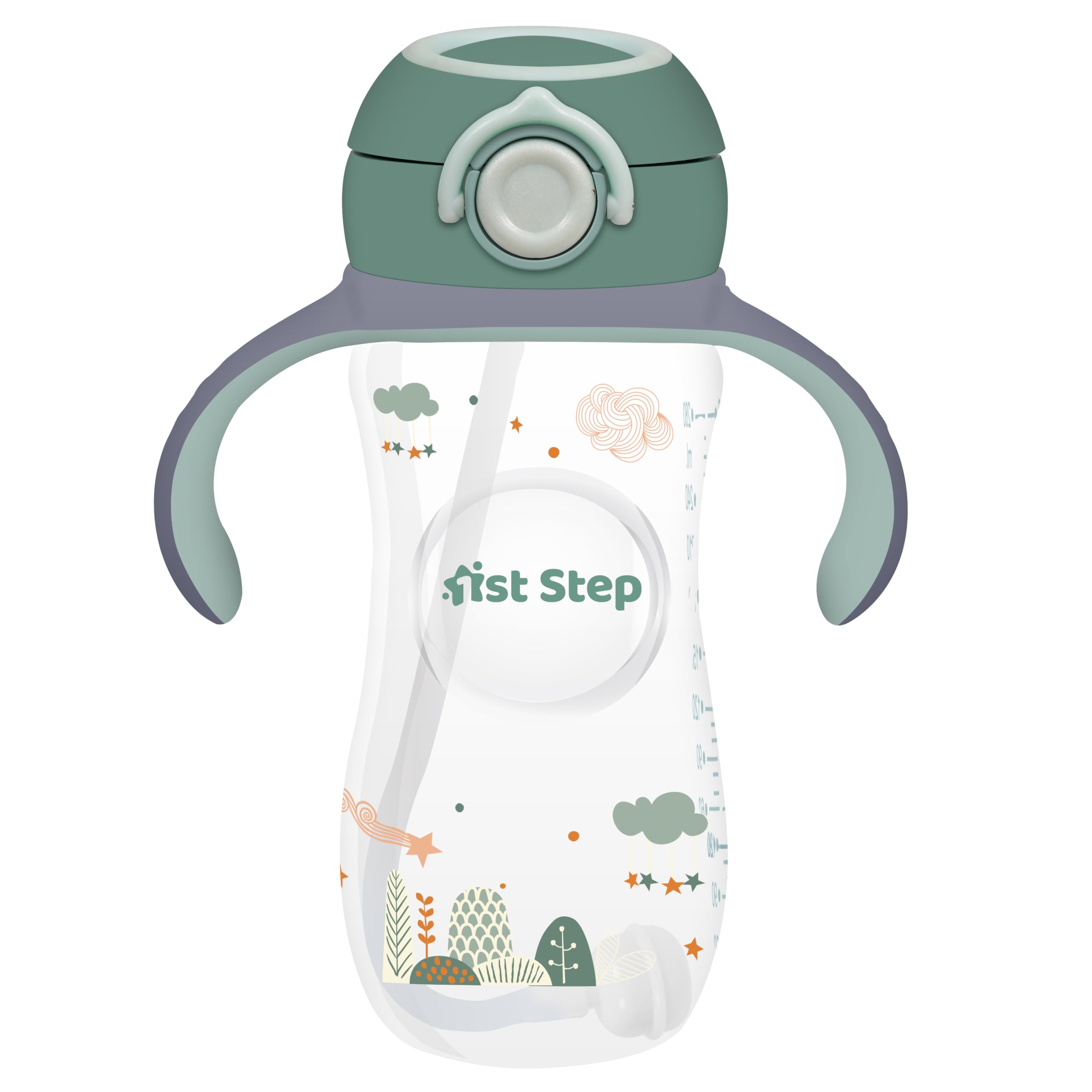 1st Step 330 ml BPA Free Anti-Spill Soft Silicone Weighted Straw Baby Sipper Cup with Twin Handle and Flip Top - Green-image-31