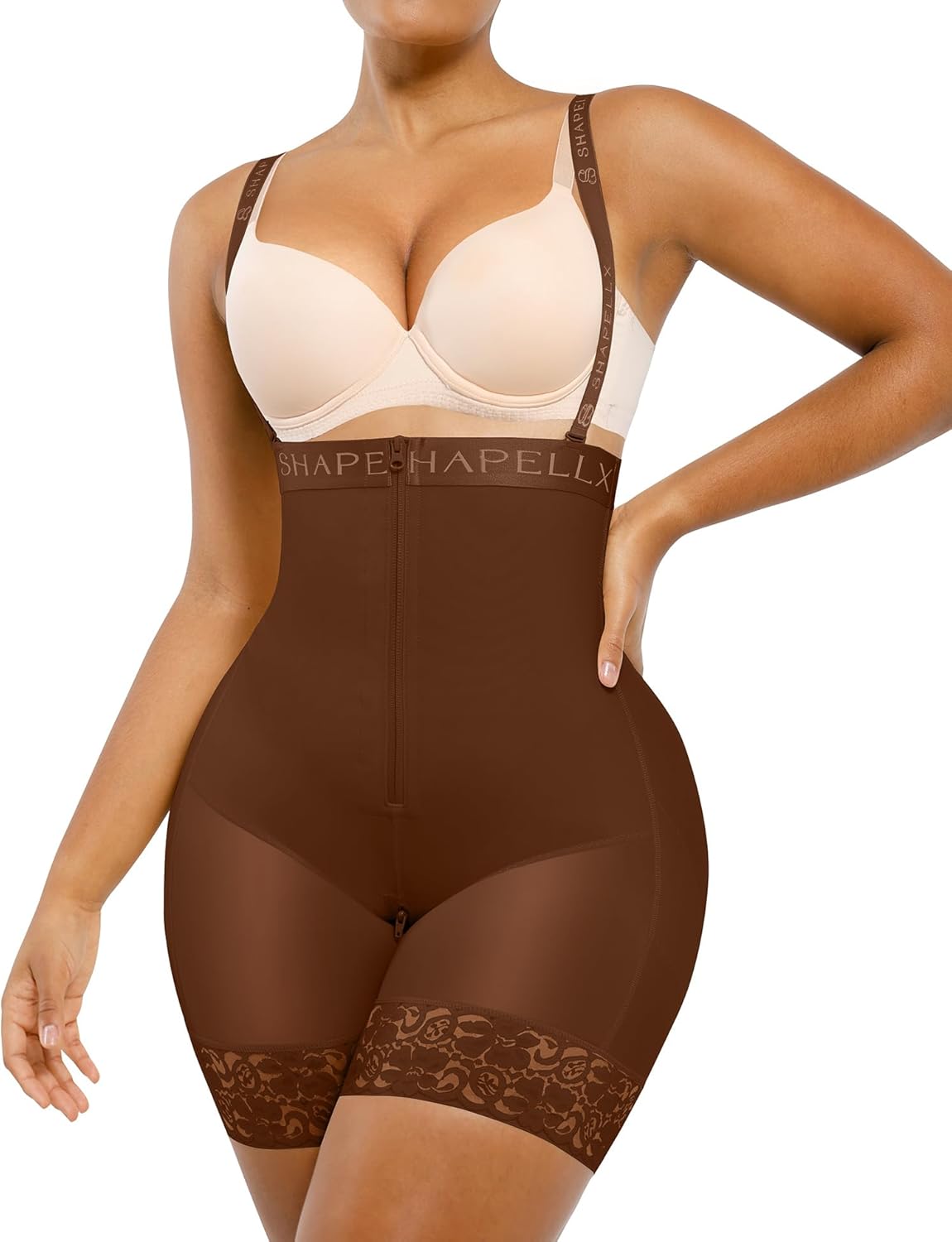 SHAPELLX Fajas Colombianas Shapewear for Women Tummy Control Plus Size Postpartum Body Shaper Butt Lifting Bodysuit