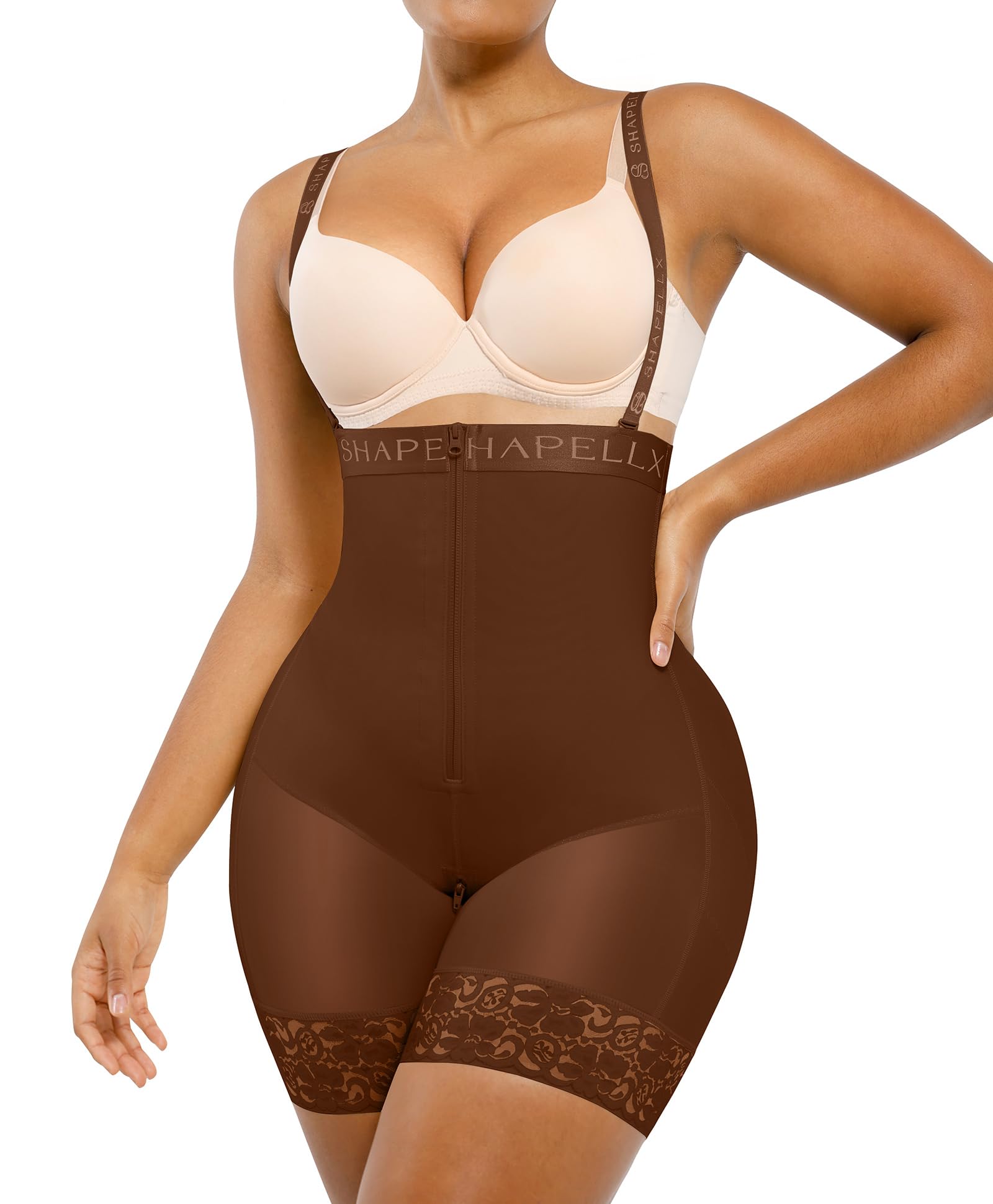 SHAPELLX Fajas Colombianas Shapewear for Women Tummy Control Plus Size Postpartum Body Shaper Butt Lifting Bodysuit