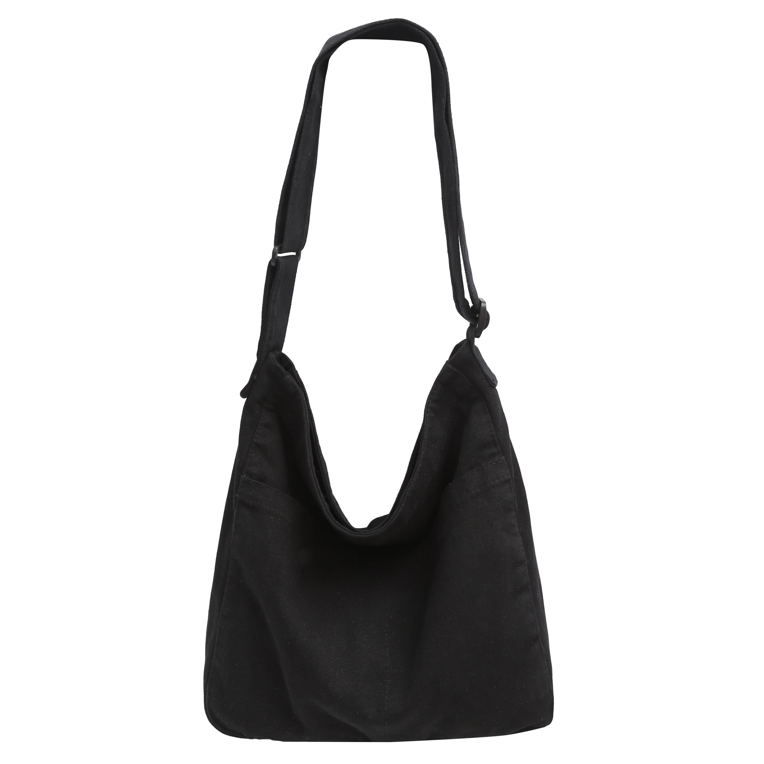 Cotton Tote Handbag Women Canvas Crossbody Beach Bag Hobo Shoulder Tote Bag with 3 External Pocket,Zipper Closure