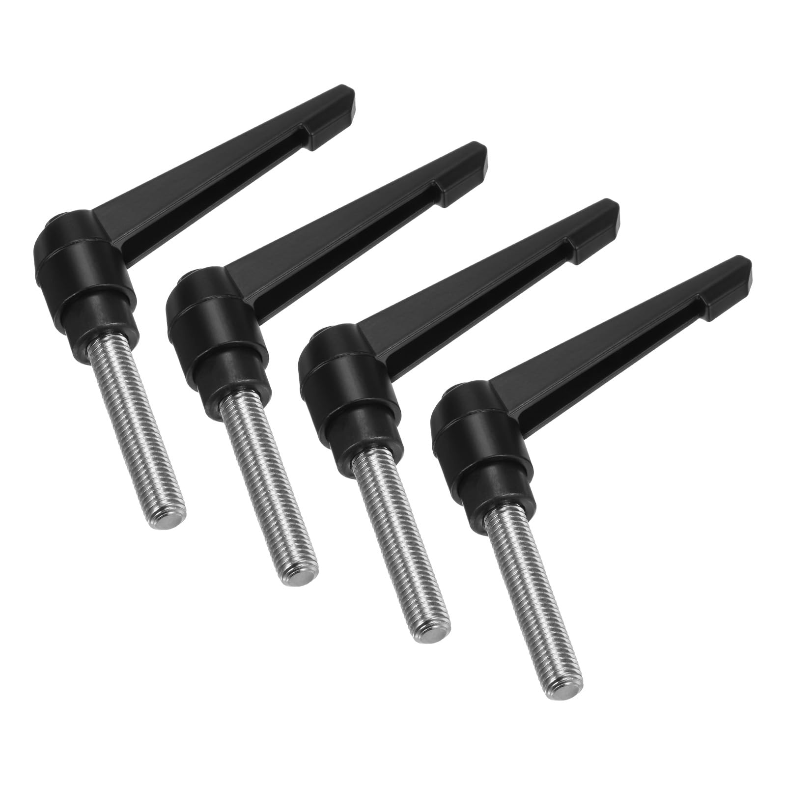 QUARKZMAN 4pz Maniglie a Leva di Serraggio, M12 x 50mm, Maschio Filettato in Acciaio Inossidabile 304, Maniglie Regolabili con Pulsante di bloccatoggio a Scatto, Pomelli a Bullone, Nere