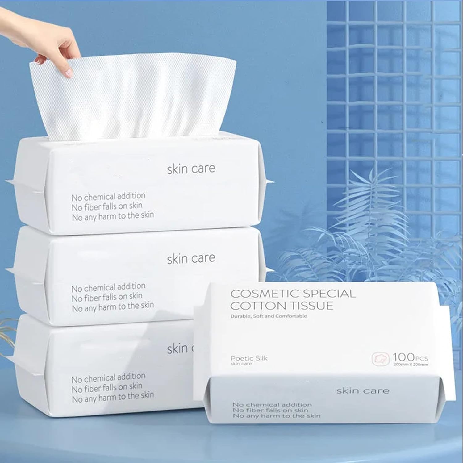 Wegwerp gezichtshanddoek, BIEWO Katoenen Weefsel Zachte Droge Doekjes voor Vrouwen, Eenvoudige Reiniging Gezichtsweefsels Droog Nat Dubbel Draagbaar Gebruik voor Gevoelige Huid & Baby & Make-up