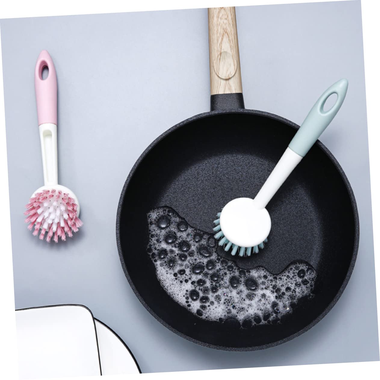 Healeved 8piezas Cepillo De Cocina Mango Larga Limpieza De Fregaderos y Utensilios para Otras Superficies Color Aleatorio