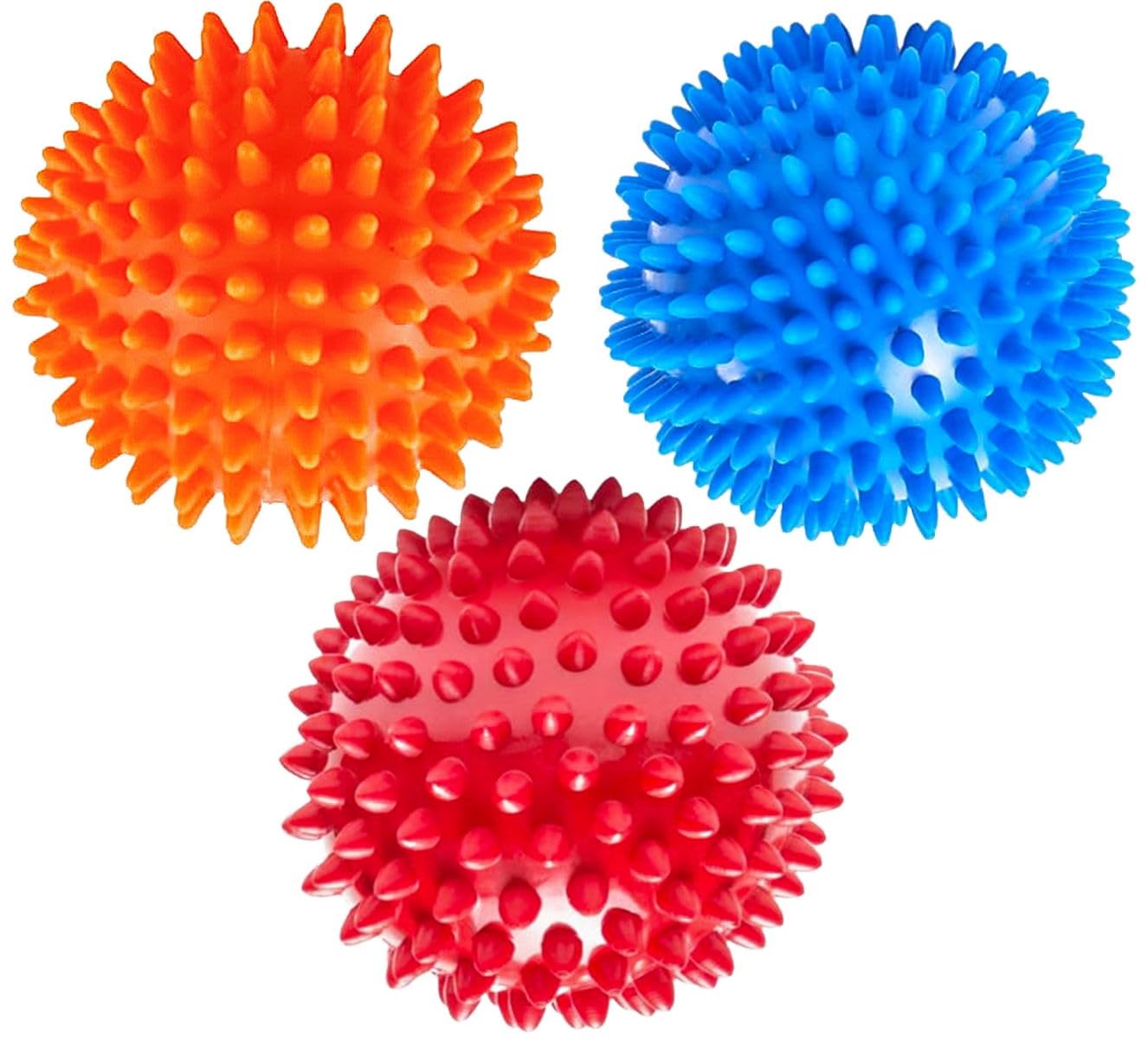 3 Pack Spiky Hard Massage Balls, Massager Rollers for Plantar Fasciitis,Muscle Soreness Massager Ball - Exercise, Neuro-Balance, Physical Therapy, 3 inches