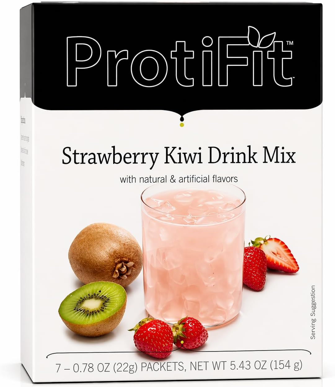 High Protein Fruit Flavored Powder Drink Mix, 15g Protein, Low Calorie, Sugar Free, Ideal Protein Compatible, 7 Servings Per Box (Strawberry Kiwi)