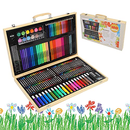 Kit de Desenho Infantil, Suprimentos de Arte de Caneta Aquarela Colorida Pastel Crayon Conjunto de A