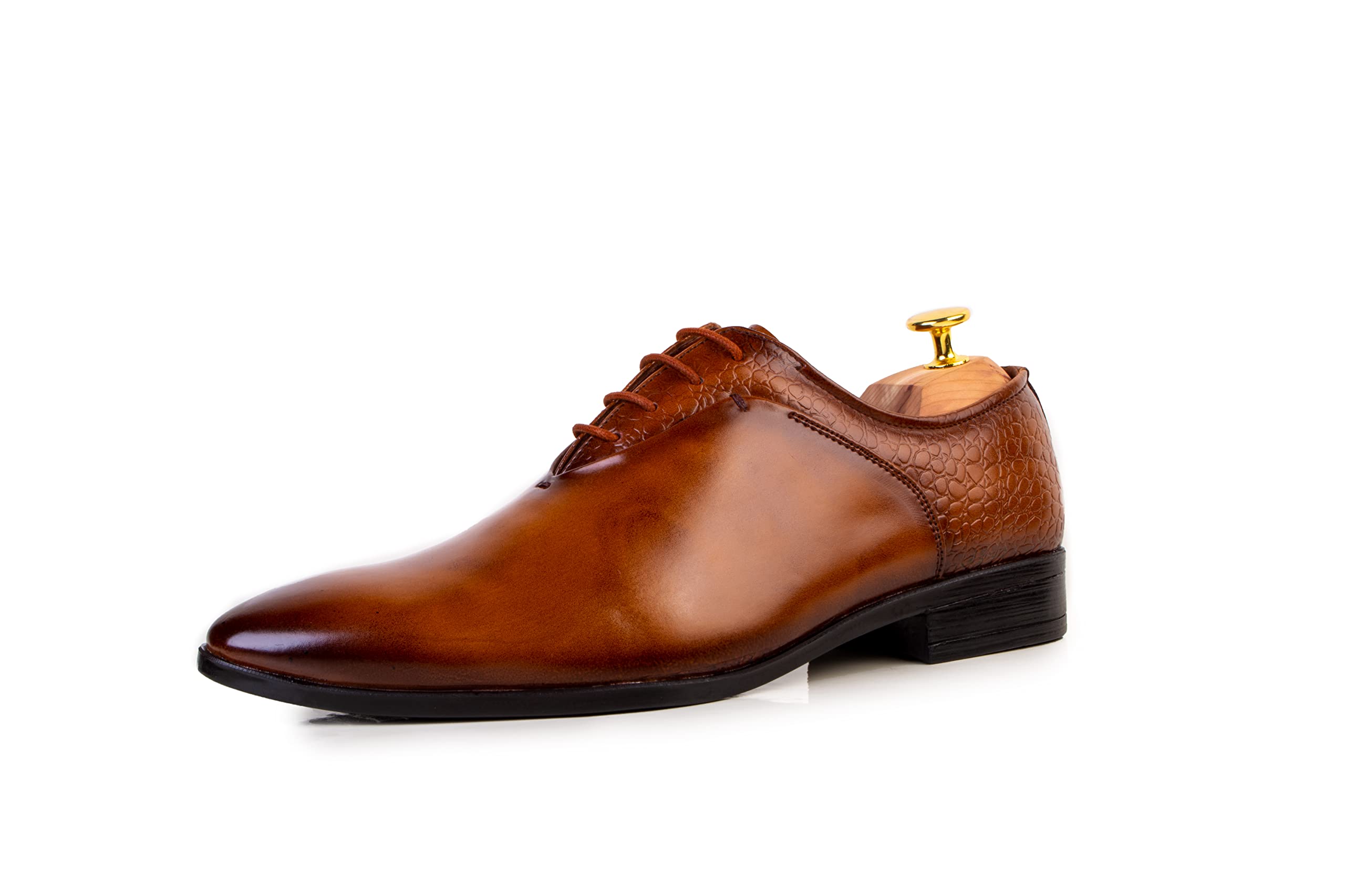 CLIFF FJORD 1008 Mens Genuine Faux Leather Plain Brogue Derby Dress Shoes with Laces | Formal/Office (Tan, Numeric_8) (B09WMSDK3W) Amazon Price History, Amazon Price Tracker