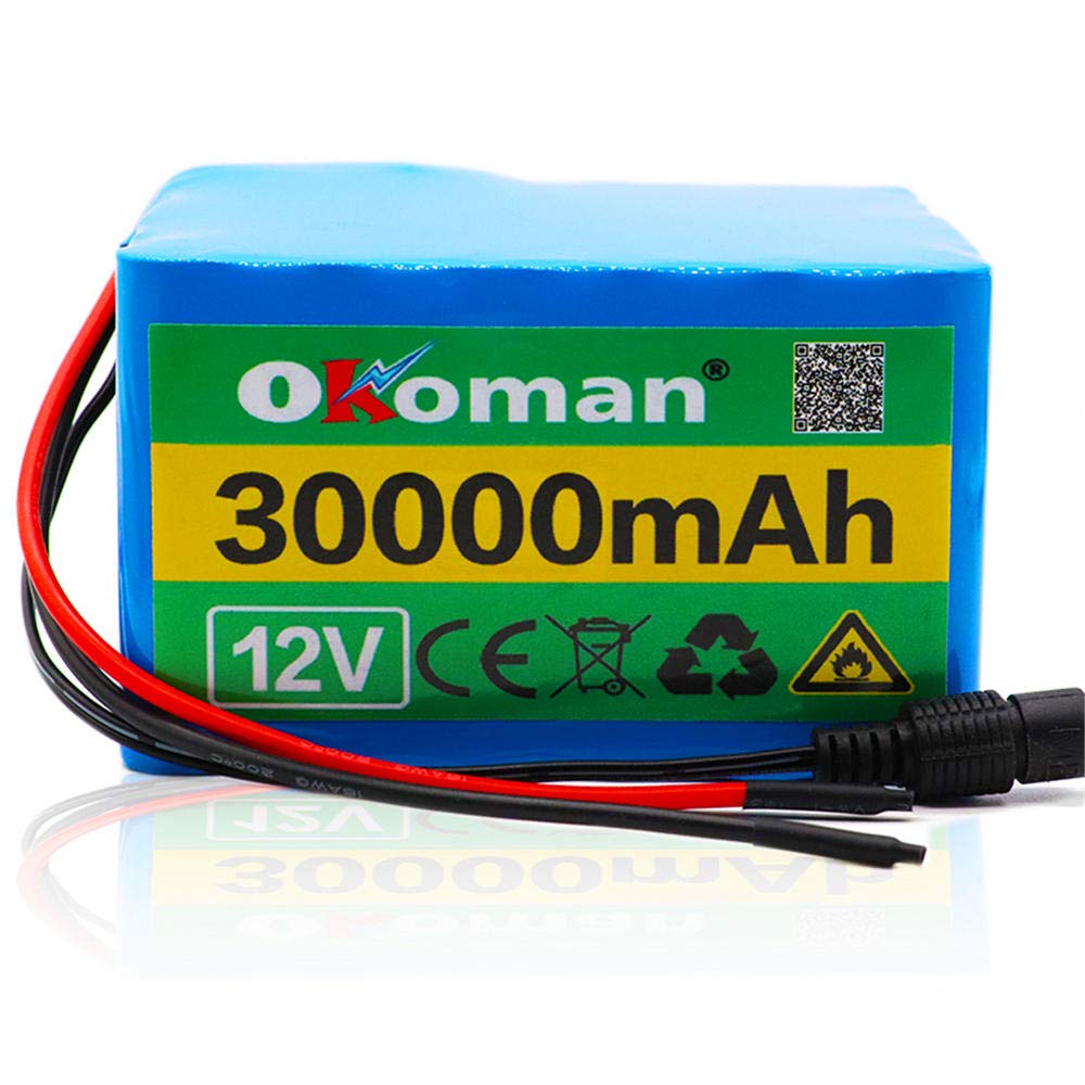 Pacco batteria al litio 12V 30Ah 3S12P per inverter lampada allo xeno Lampione stradale solare per auto ecc + caricatore