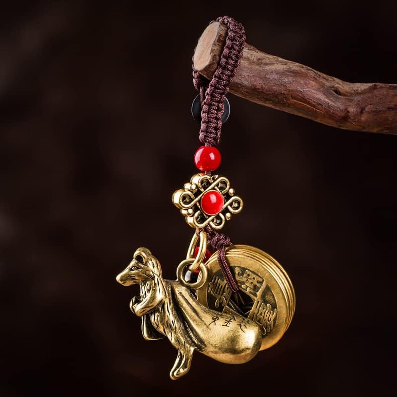 Messing Skulptur Fengshui Figur Statue Kunstwerk Glücksbringer Teetier Sammlerstück für Zuhause Büro Handgefertigter Messing Geldbeutel Schlüsselanhänger Kreati