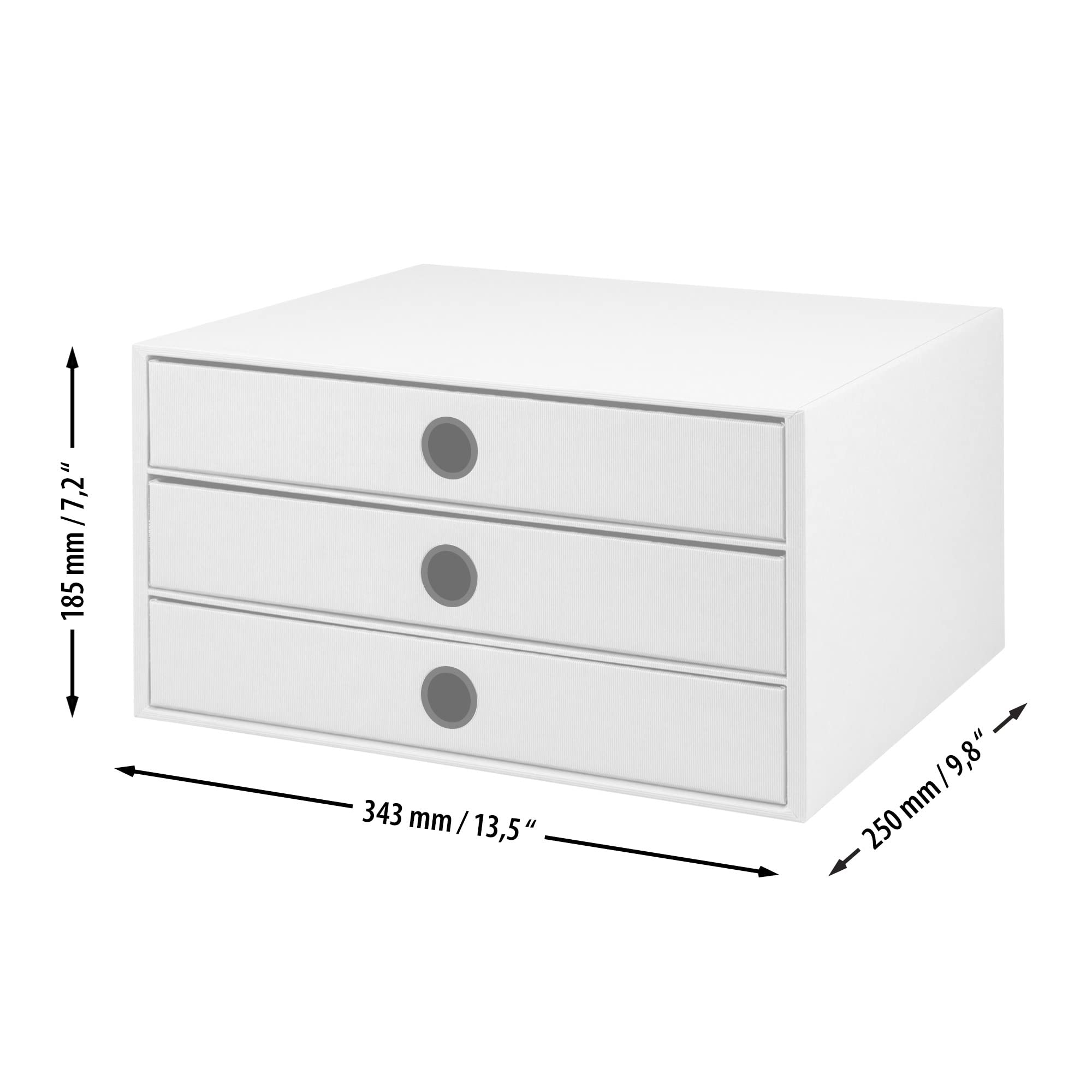 Rössler Papier S.O.H.O. Boîte à 3 Tiroirs DIN A4 Opale - Rangement Bureau Élégant 343 X 250 X 185 Mm