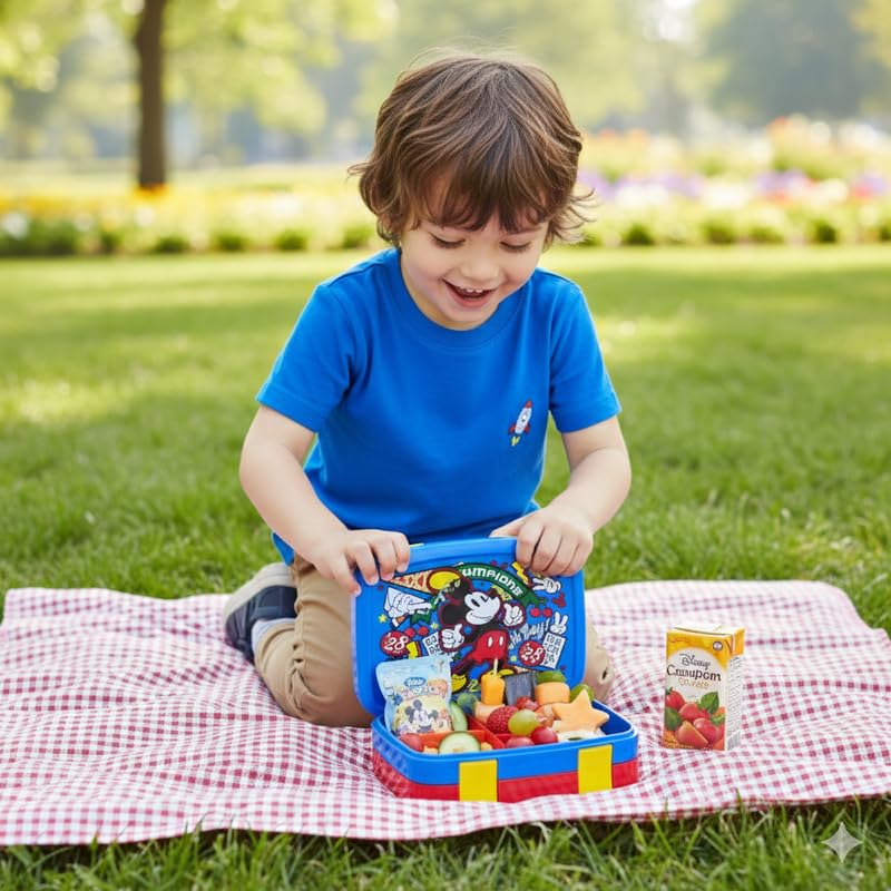 Image of STRIDERS BentoPro Sandwich Box for Kids - Mickey Lunch Box with Multi Compartments | Leak-Proof, BPA-Free & Reusable School Tiffin | Perfect for Boys & Girls' Snacks, School, Travel & Everyday Use