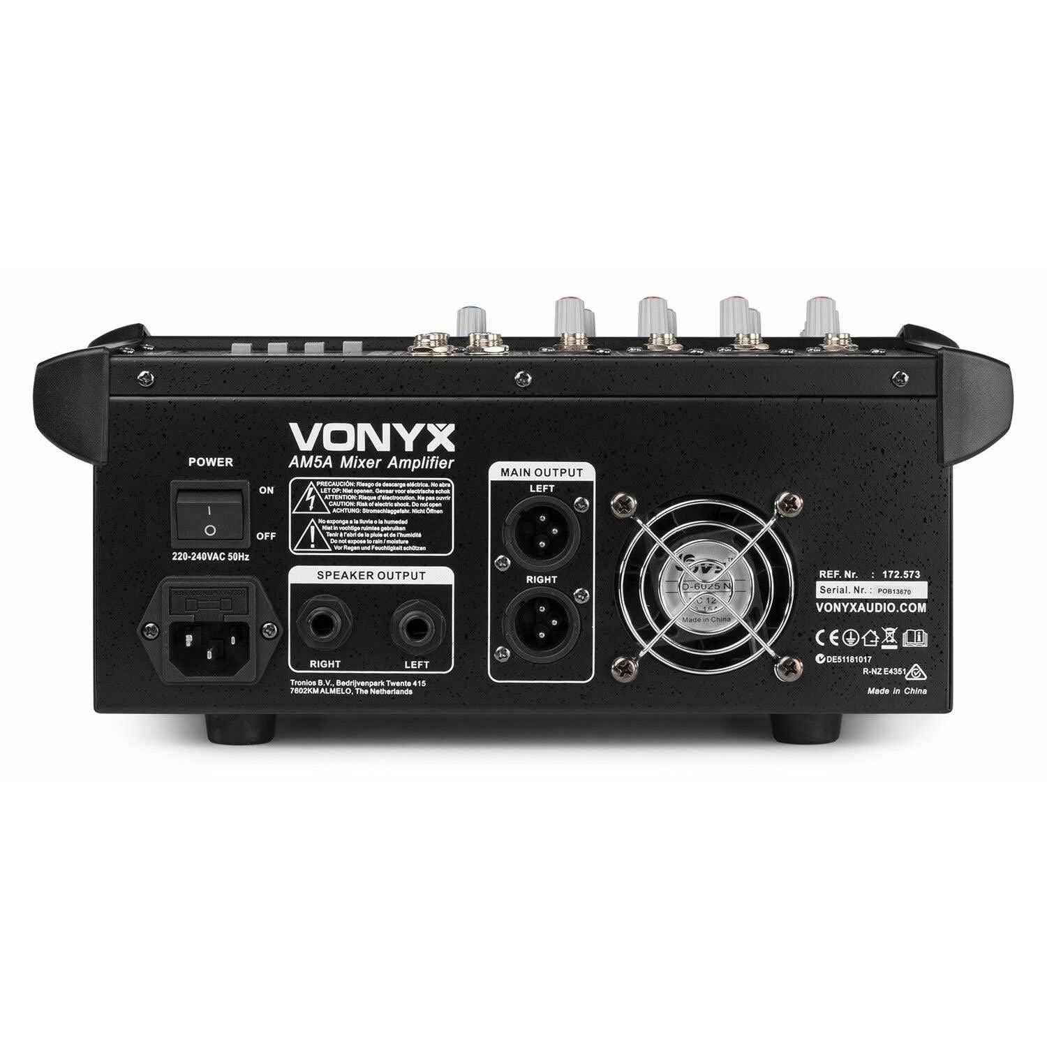 Vonyx AM5A 5-Kanal Musikmixer mit eingebautem 1000 Watt Verstärker