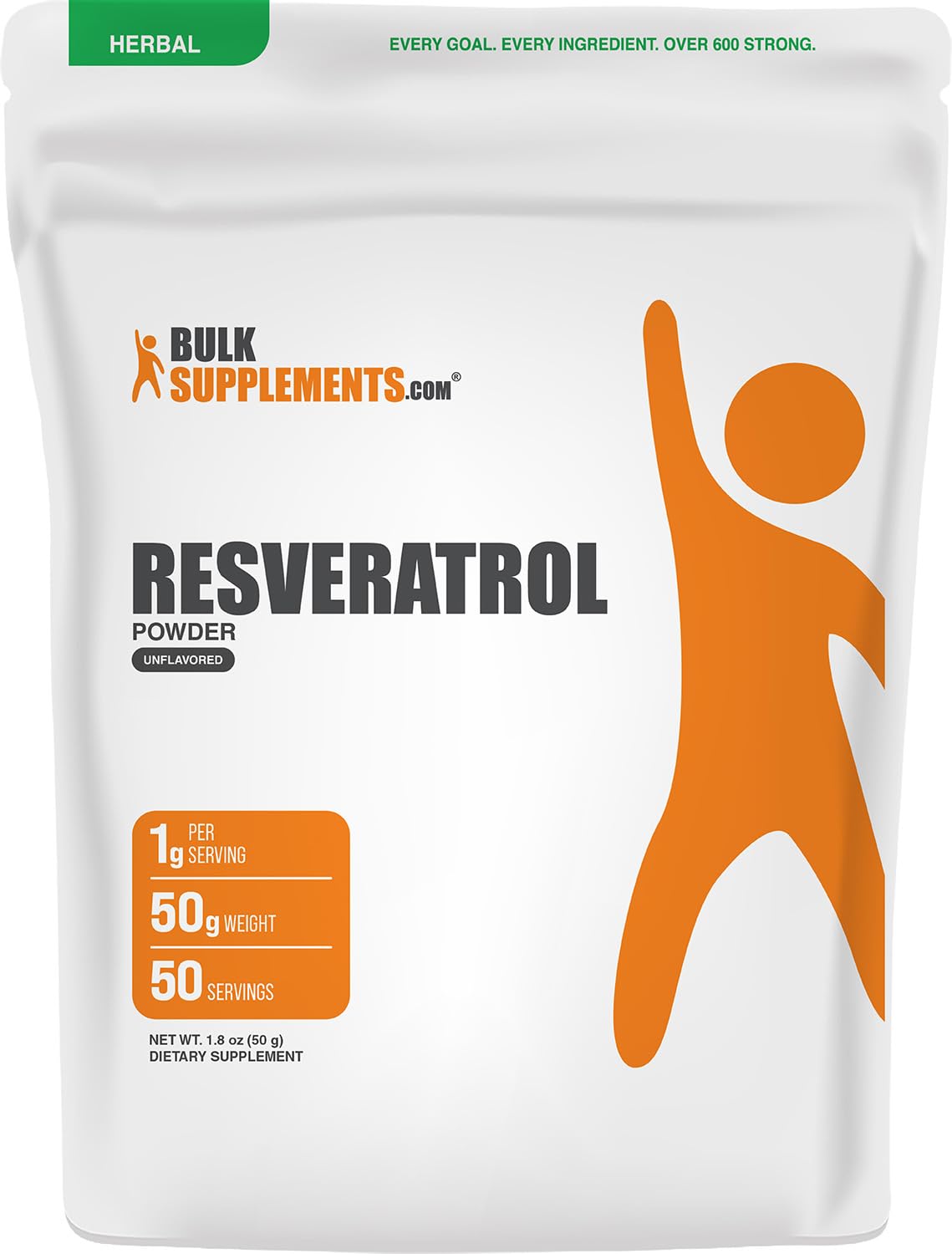 BulkSupplements.com Resveratrol Powder - Resveratrol Supplement, from Polygonum Cuspidatum - Antioxidant, Gluten Free, 1g per Serving, 50g (1.8 oz) (Pack of 1) 1.76 Ounce (Pack of 1)