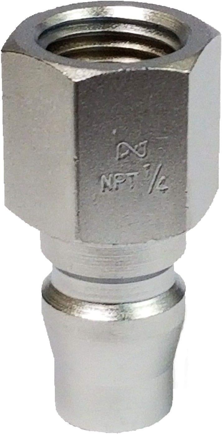 Nitto Kohki Hi Cupla 20PF-NPT Quick Connect Pneumatic Coupler Plug, 1/4" Size, Female, NPT Thread, 218 PSI, Steel