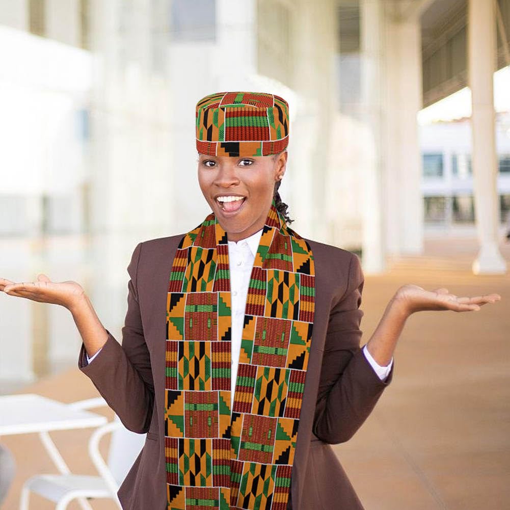 BAOZOON Lot de 2 chapeaux Kufi africains Kente et Kente avec imprimé africain - Pour homme et femme - Pour homme et femme