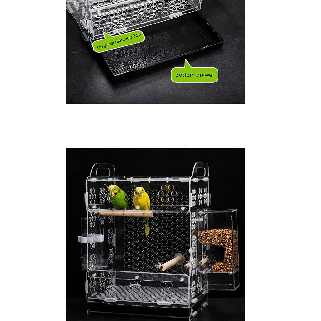 Gabbia Voliera Piccolo Pappagallo Gabbia per Uccelli Acrilico Trasparente Ornamentale Gabbia per Uccelli per parrocchietti Amore Uccelli canarini o Uccelli Volanti Bird Cage (Size : A)