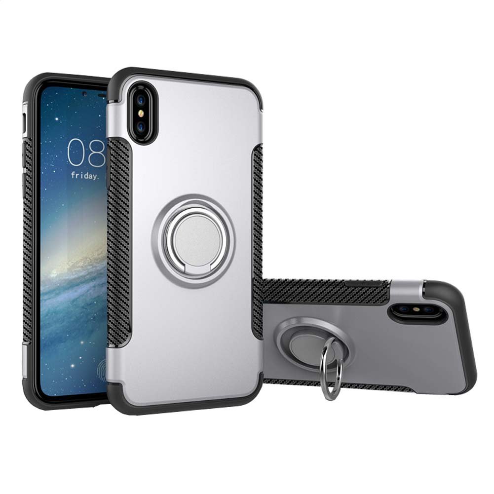 iPhone 8 Plus Case,iPhone 7 Plus Case,CCgo Hybrid Dual Layer 360 Rotating Ring Support Stand Shock-Absorption Hard PC Soft TPU Bumper Case for iphone 8plus/7plus Silver
