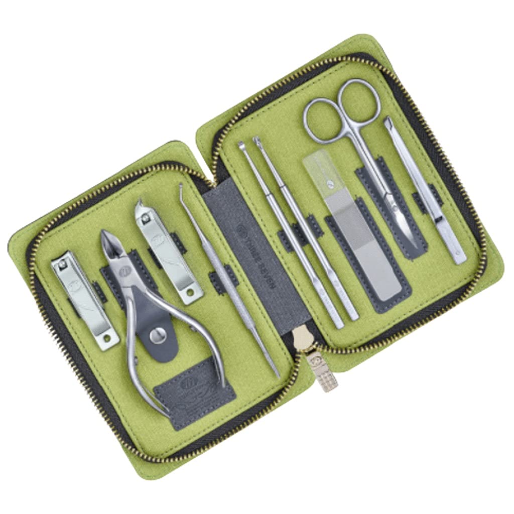 Set professionale per manicure, 9 in 1, in acciaio al carbonio, set professionale per pedicure, forbici per unghie, kit da toelettatura per donna, uomo, bambini, sicuro (colore verde)