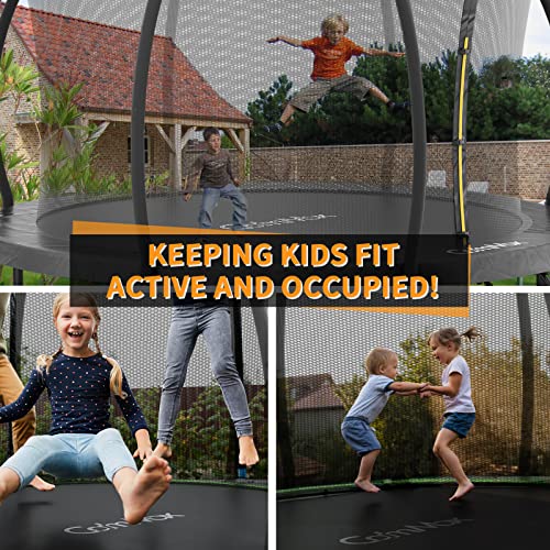 CalmMax 16FT Trampoline with Cover Recreational Trampolines with Ladder - ASTM Approval- Outdoor Trampoline for Kid Adults Black