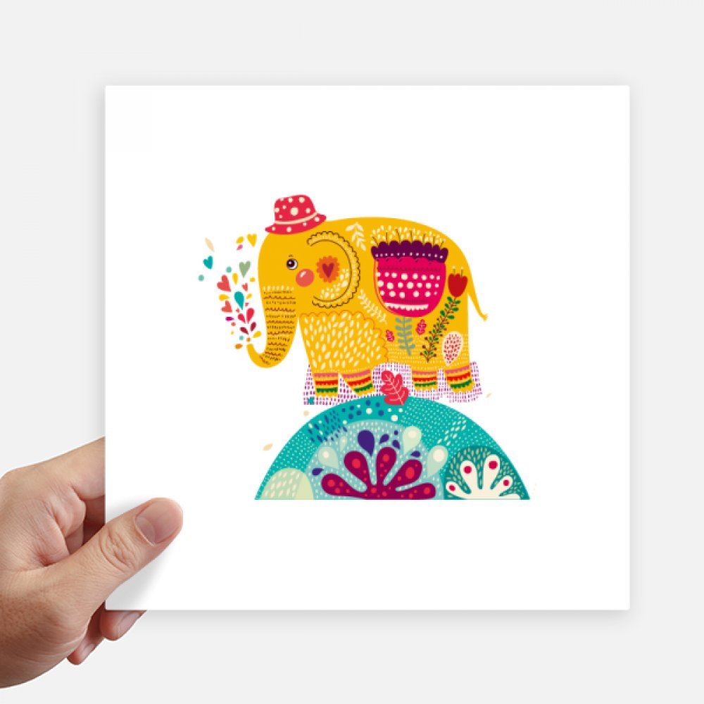 Autocollant carré de 20 cm éléphant rose pour mur et pc portable