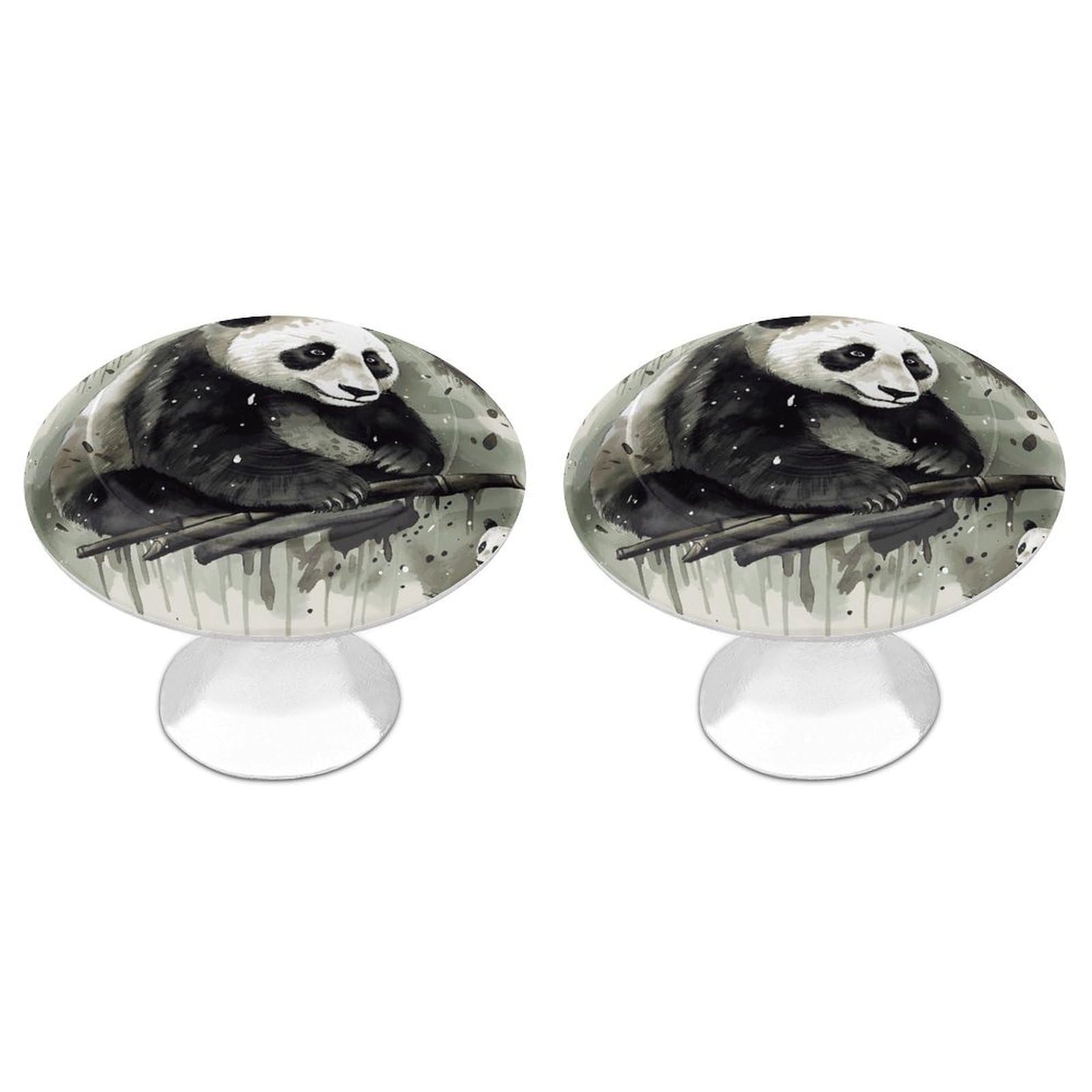 Btcowzrv Style Ink Painting Panda 2 Pack Cabinet Knobs Drawer Pulls