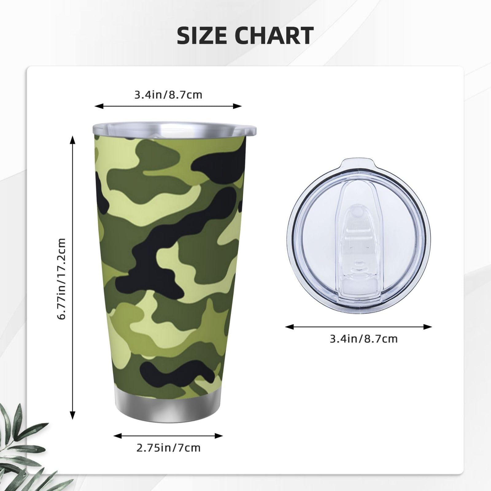 Tazza portatile dell'acciaio inossidabile della tazza dell'automobile della tazza dell'automobile stampata verde di camo 20oz