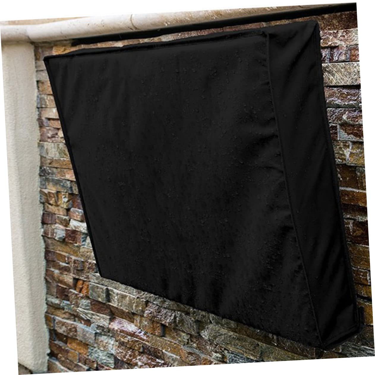 TOPBATHY Copertura Tv per Esterni Resistente alle Intemperie Oxford Nero con Protezione Tutto L'anno e Panno in Microfibra Incluso per Televisori da 40-42 Pollici