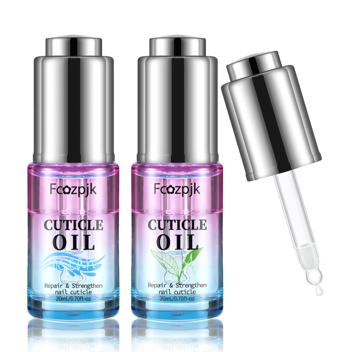 Fcozpjk Revitalizing Cuticle Oil, 2PCS Cuticle Oil for Nails, Green Tea & Ocean Scent, Moisturizes Strengthener Oil Dry Nail Treatment Repair Cuticles, With Vitamin E Nail and Cuticle Oil 1.4 Fl Oz