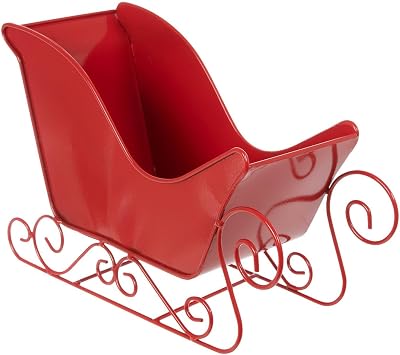 Hobby Lobby Red Metal Christmas Sleigh Decoration 6.75" H x 10" W x 4" D