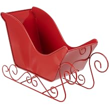 Hobby Lobby Red Metal Christmas Sleigh Decoration 6.75" H x 10" W x 4" D