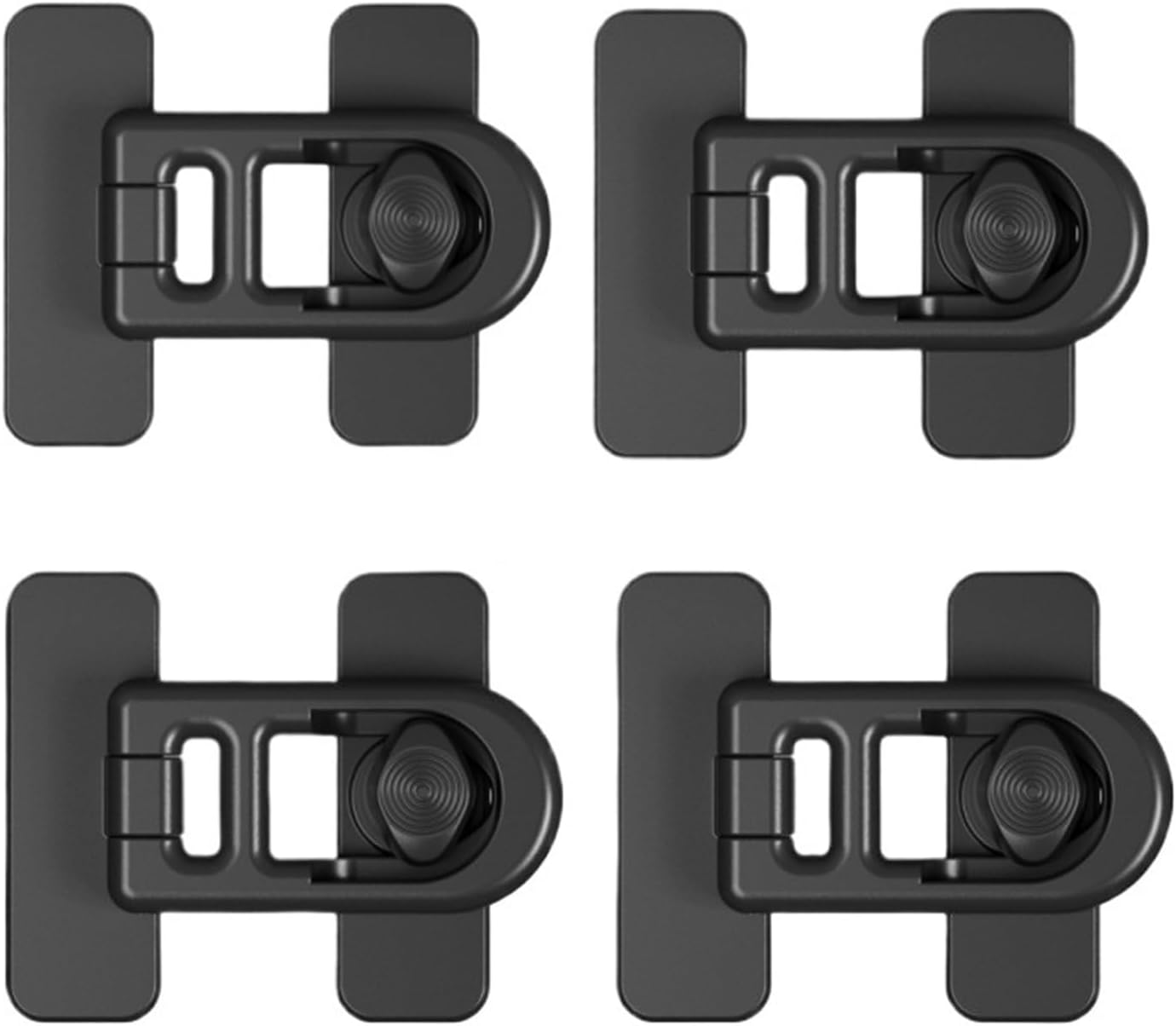 4-Pack No-Drill Safety Locks, Adhesive Mount Refrigerator and Cabinet Door Locks for Child Proofing(Black)