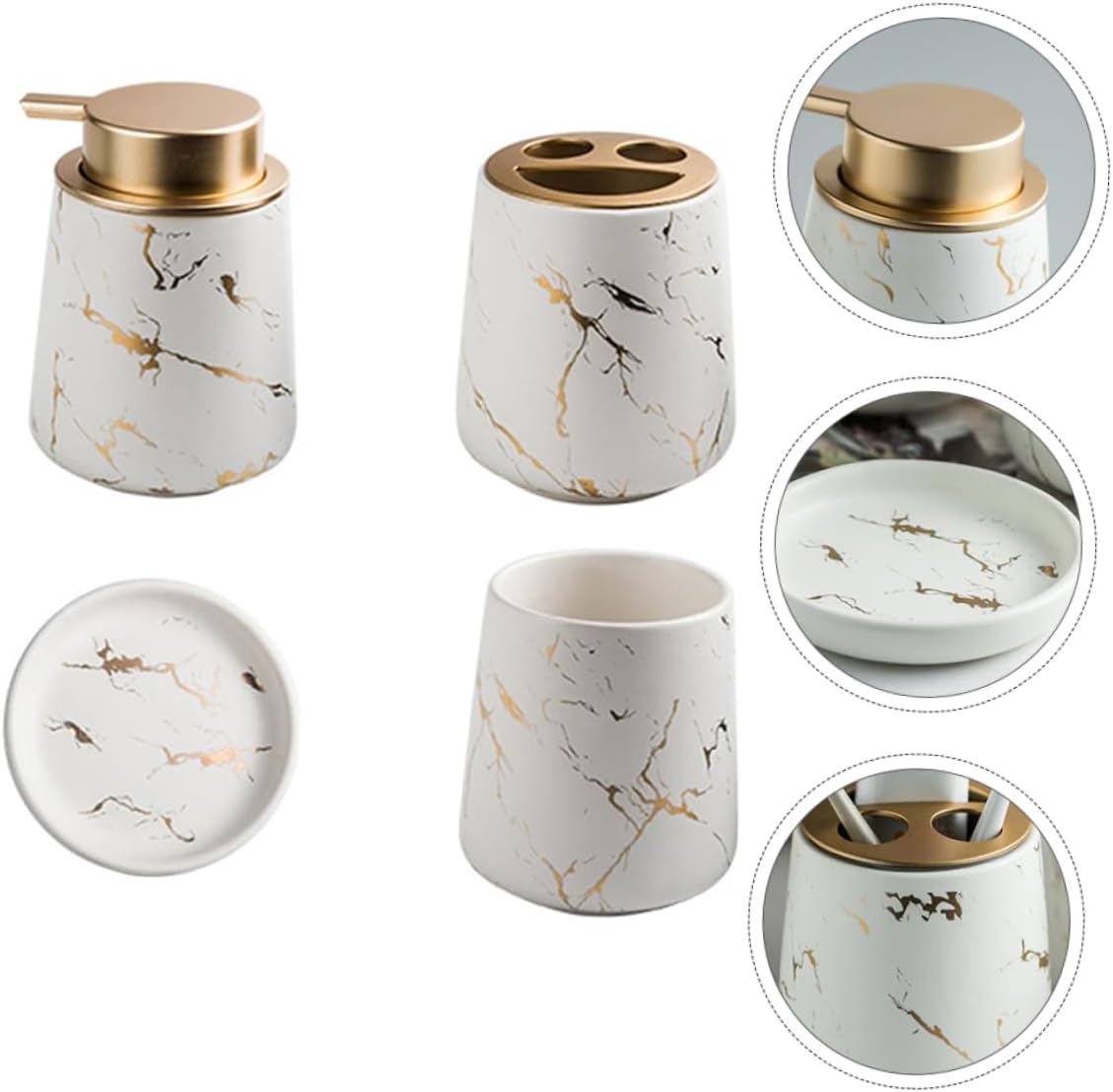 Ceramic Bathroom Washing Tool Kit Toothpaste Cup Toothbrush Box Dark Bathroom Accessory