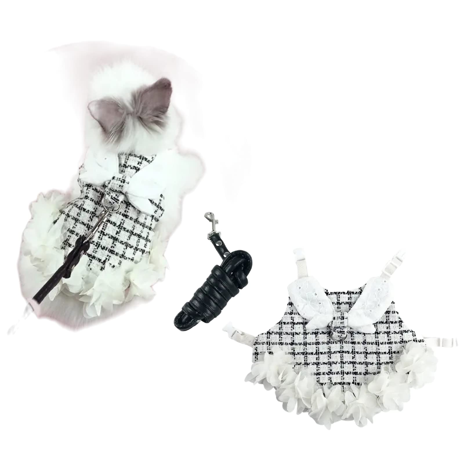 Bunny Rabbit Ferret Harness and Leash Set, Bunny Clothes for Rabbits, Small Animal Guinea Pig Dress Clothes for Kitten Ferret Chihuahua Puppy Mini Dog