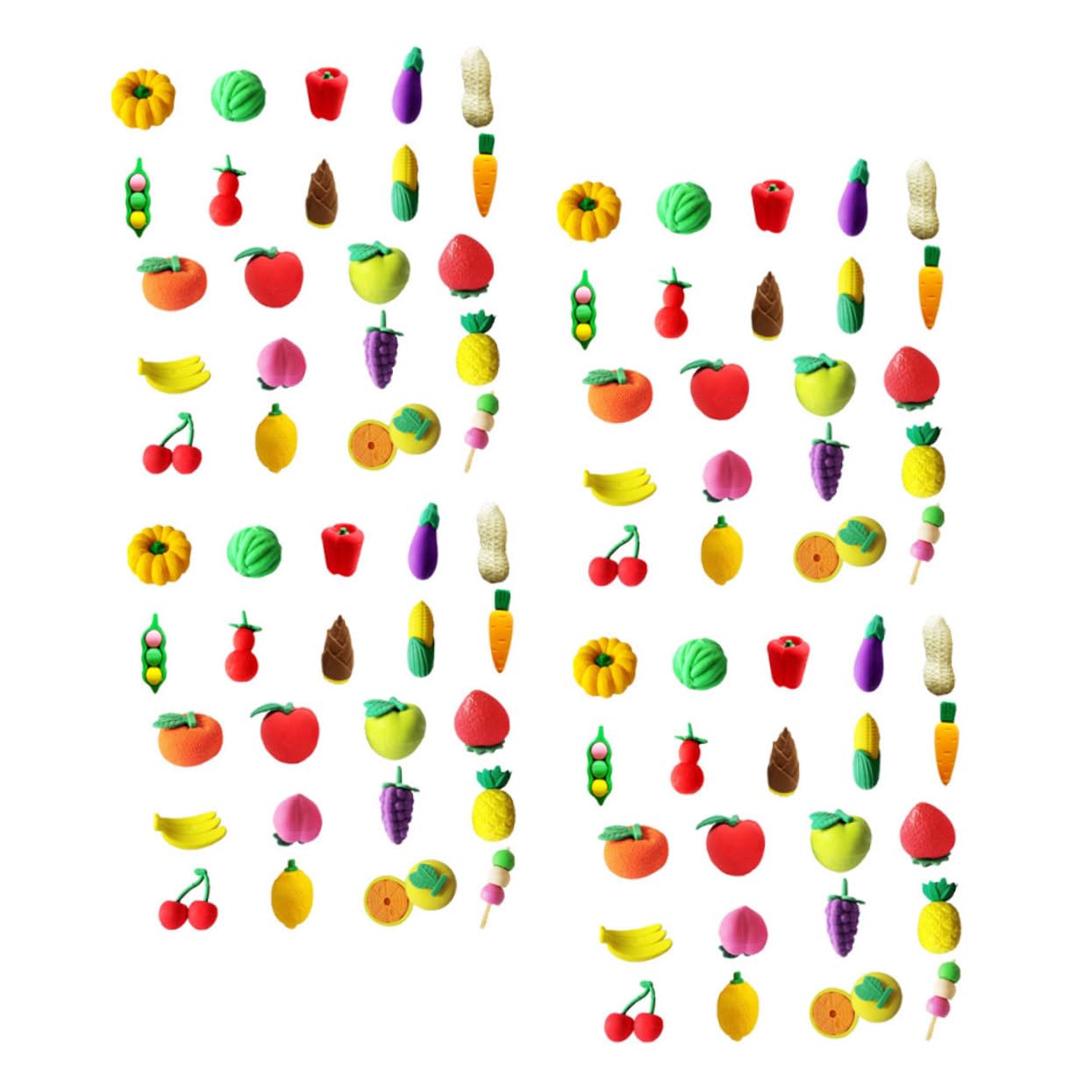 Uonlytech 100pcs Cute Food Erasers Bulk Mini Fruits Vegetables Classroom Erasers Material Reliable for Students Mixed Styles for Easy Mistake Correction