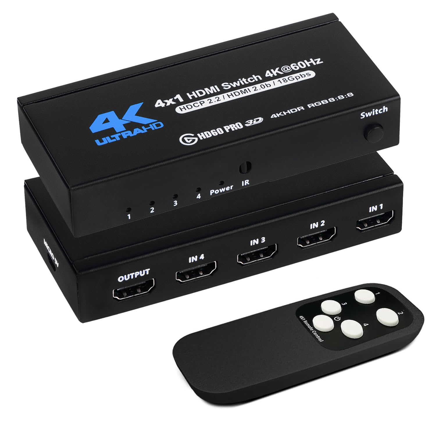Amazon.co.jp: 4K HDMI切替器 4入力1出力 HDMIスイッチ 4x1 セレクタ 