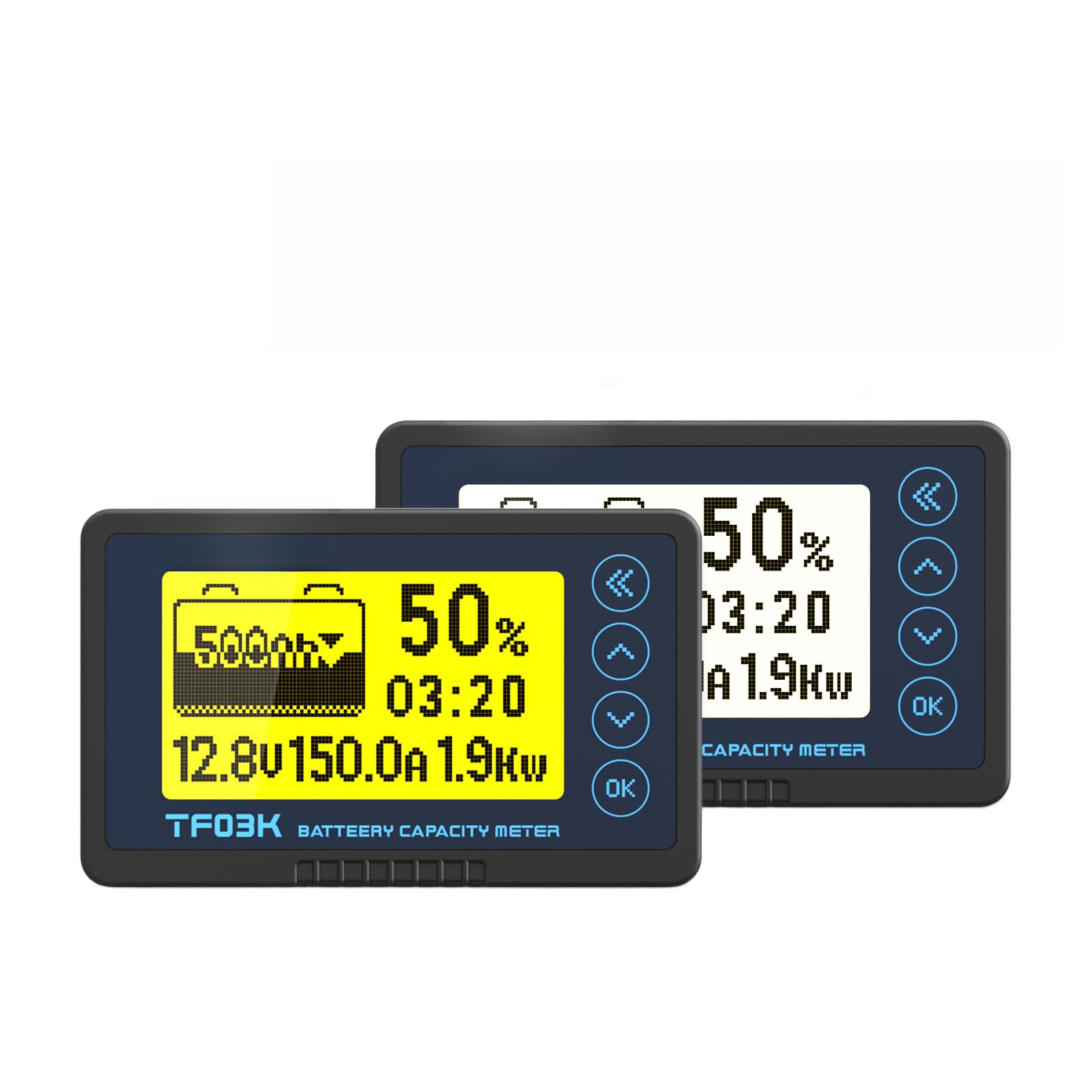 TF03KH monitor baterii 8-120 V, miernik pojemności fosforanu litowego i żelaza z dokładnością 0,5%, wyświetlanie w czasie rzeczywistym napięcia/prądu, do 500 A, do przyczep kempingowych i