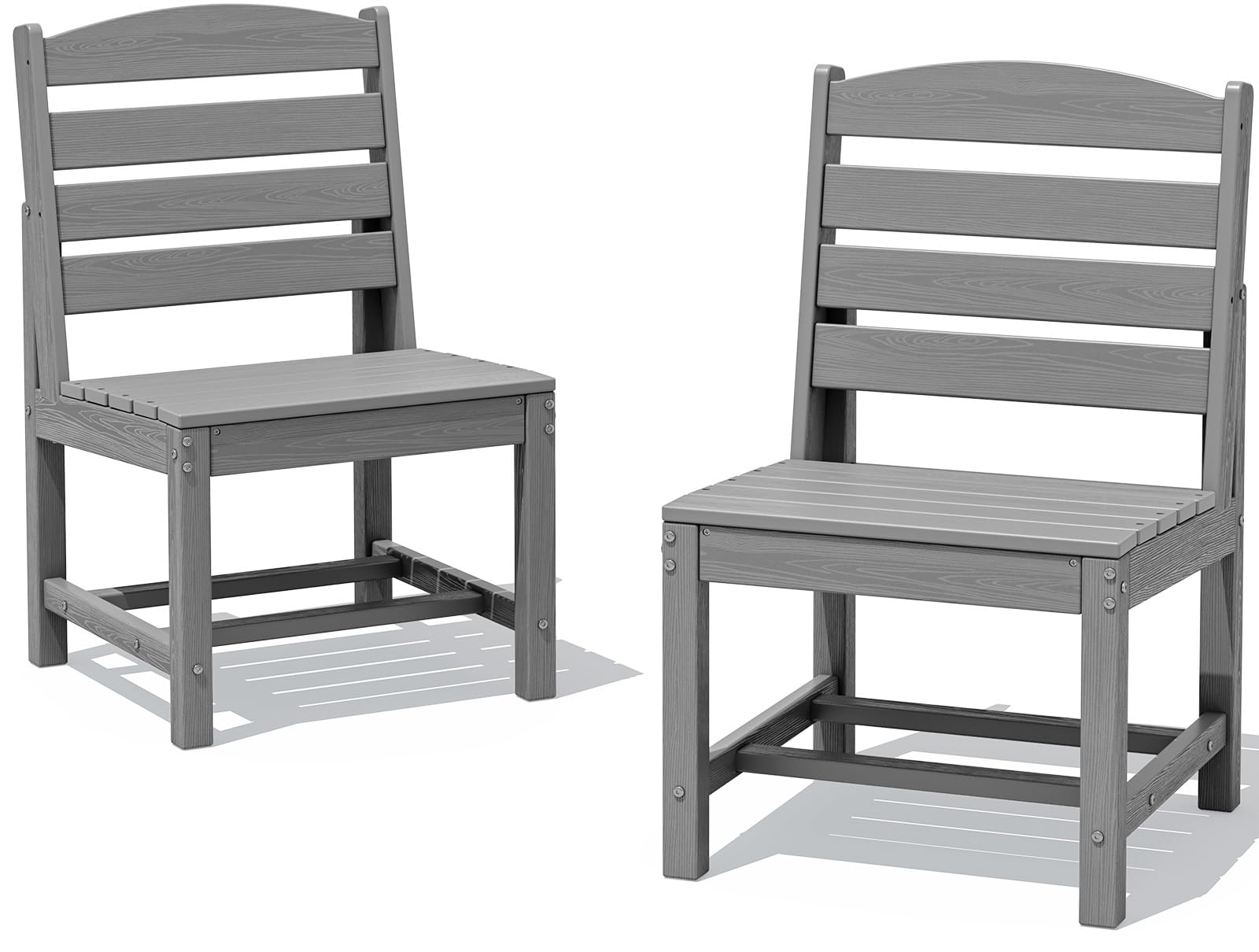 SERWALL All Weather Armless Outdoor Dining Chair Set of 2, Light Gray | Armless Dining Chairs built to last with 330 lb capacity. Compact 24.6"Dx19.3"Wx33.6"H. Weatherproof &amp; easy to clean.