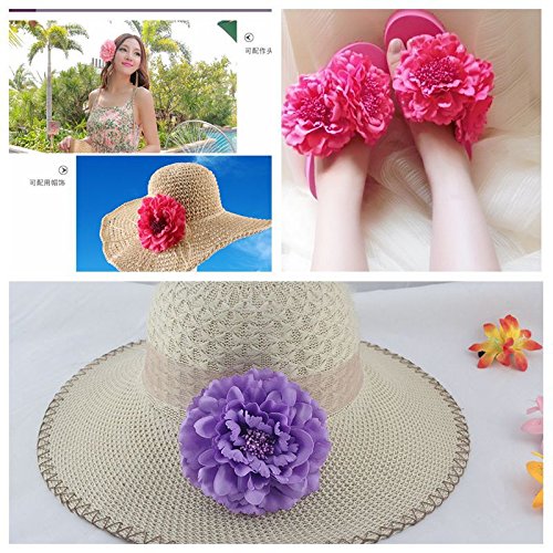 Miniatura 3 de Amuhou Broche de flores para el cabello para mujer, diseño de flores, para tocado de novia, bailarina flamenca (paquete de 16 peonías)
