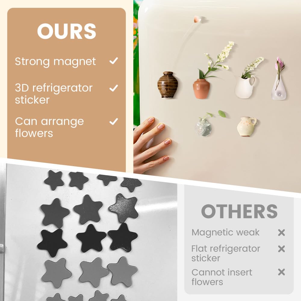 Mini wazon na lodówkę, 2025, nowy mini wazon ceramiczny, magnesy na lodówkę, wazony na pąki, ceramiczny, 3D, zabawne, akcesoria do lodówki, dekoracja kuchni, biura, 8 szt