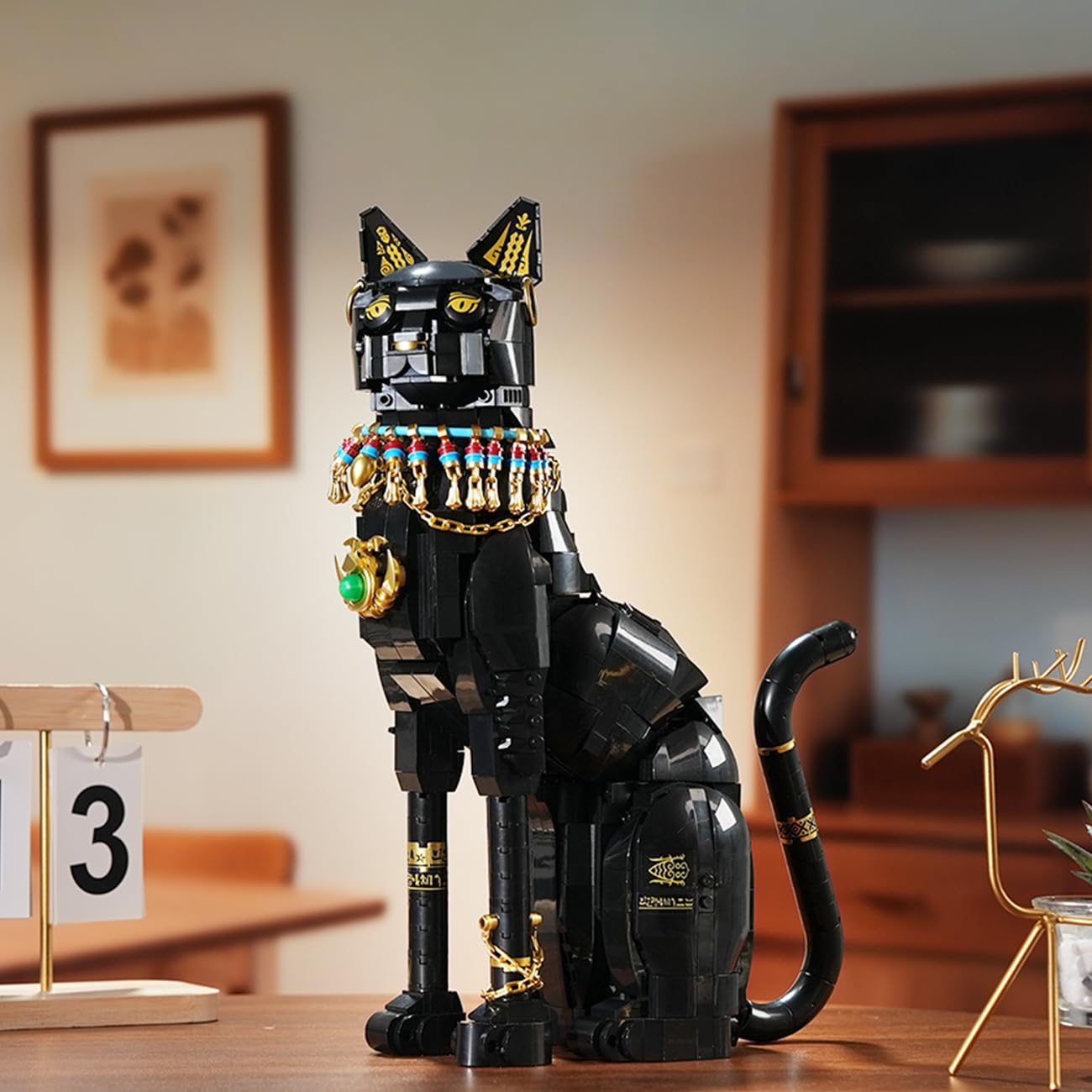 CUBIMANA Kit di gatti faraone egiziano – mattoncini da costruzione con gatto nero giocattolo per adulti, modello di gatto egiziano come decorazione per la casa, ufficio, regalo per adolescenti dai 10