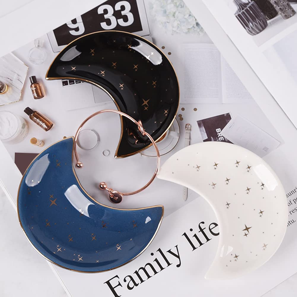 Organisateur Bijoux Plateau à Bijoux En Forme De Lune En Céramique Vintage Décoratif Plateau Plateaux Cosmétiques Bijoux Plateau Décoratif Moderne Petit Plateau à Bijoux Décoration De La Maison