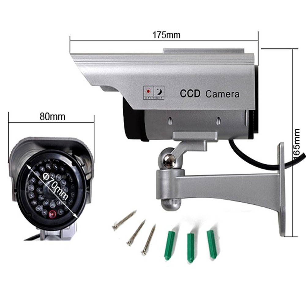 Telecamera Finta A Energia Solare - Dummy Sicurezza Esterna Con Luci LED, Impermeabile Per Interni/Esterni - Foto 5